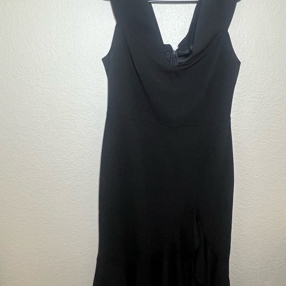 Black Sleeveless Cowl Neck Sheath Dress